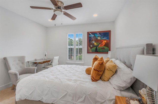 bedroom with carpet and ceiling fan