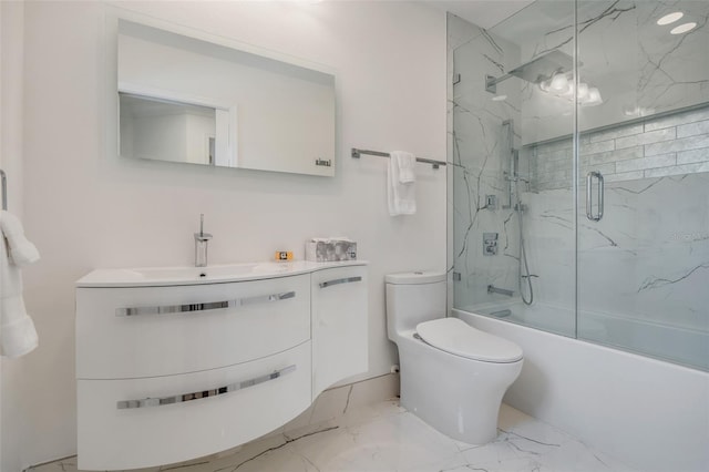 full bathroom featuring tile patterned floors, toilet, vanity, and enclosed tub / shower combo