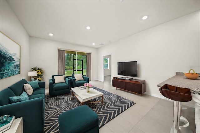 view of tiled living room