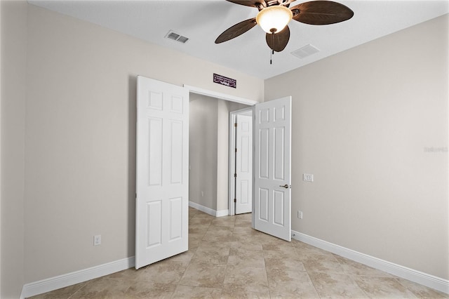 unfurnished bedroom with ceiling fan