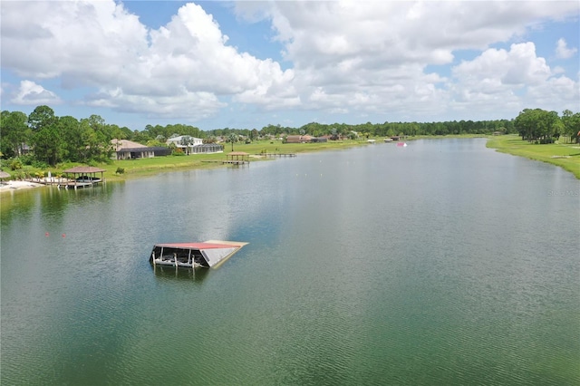 water view with a dock