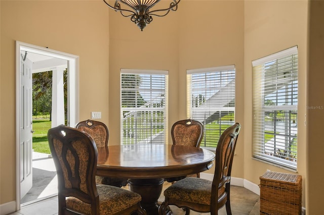 view of tiled dining space