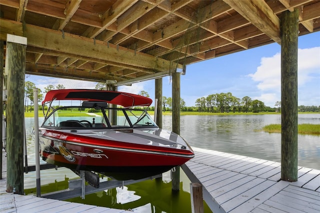 dock area featuring a water view