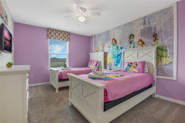 bedroom featuring carpet flooring and ceiling fan