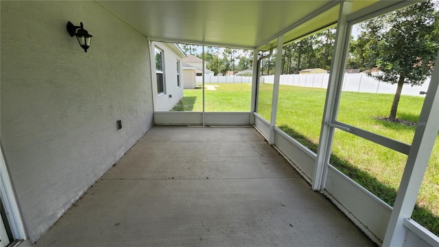 view of unfurnished sunroom