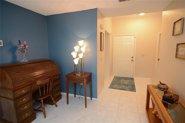 office area featuring light tile patterned floors