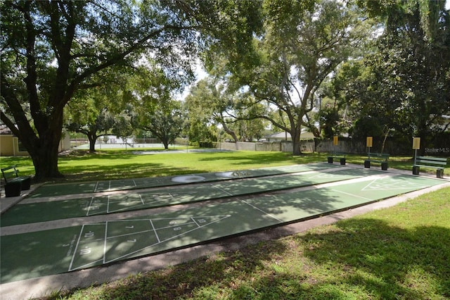 view of community featuring a lawn