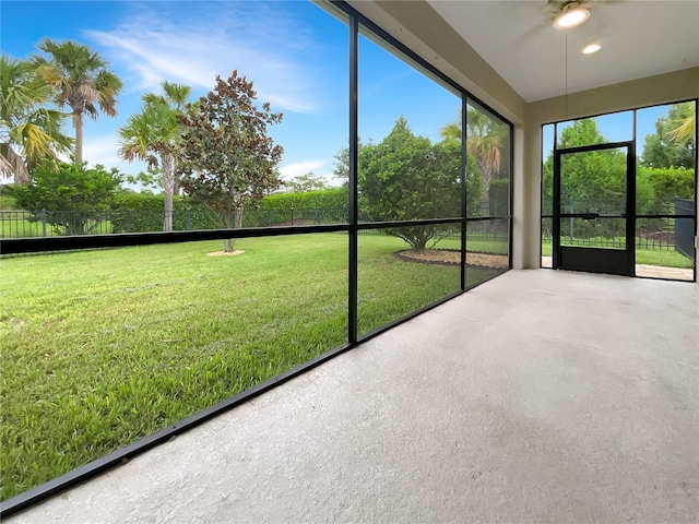 view of unfurnished sunroom