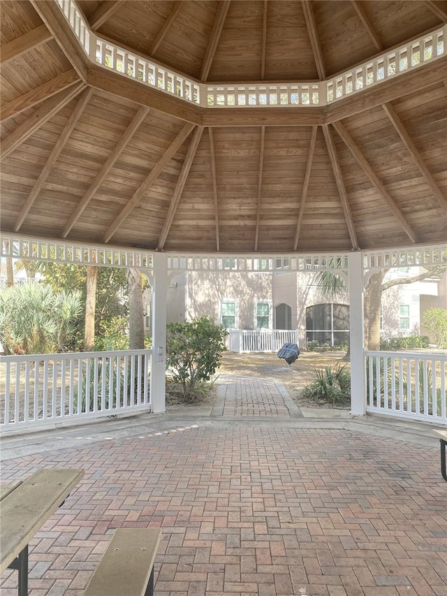 view of patio / terrace featuring a gazebo