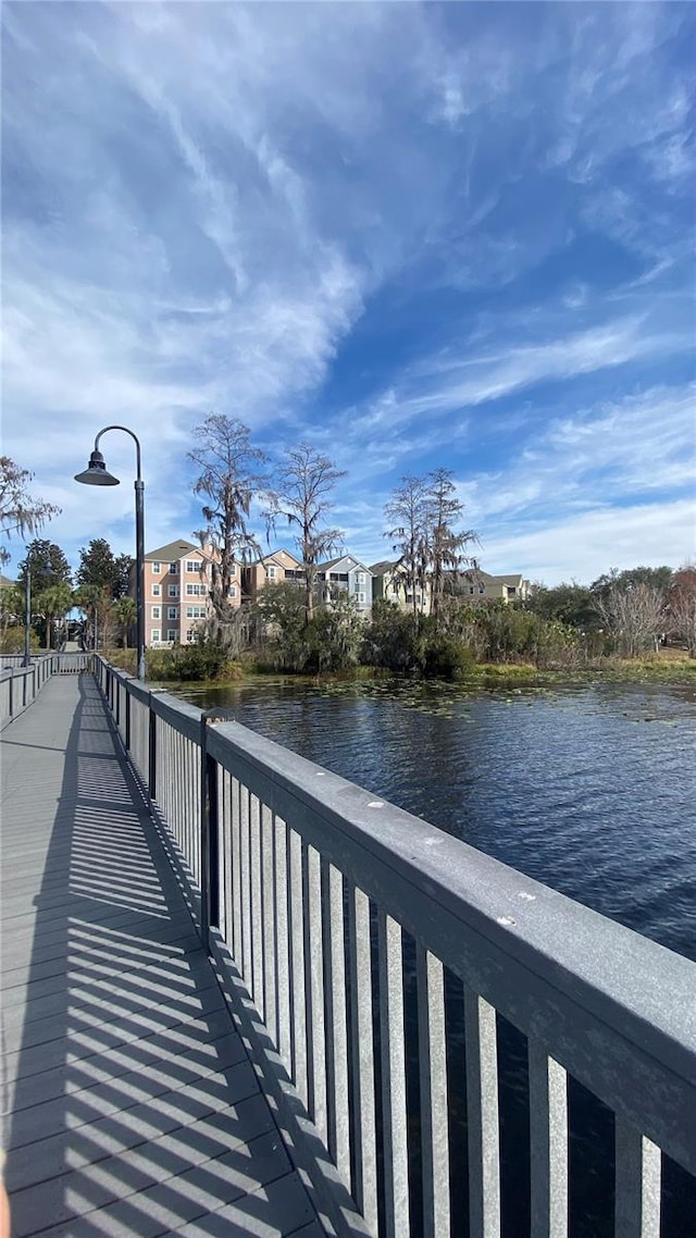 dock area featuring a water view