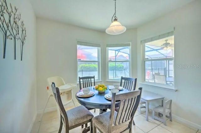 view of tiled dining area