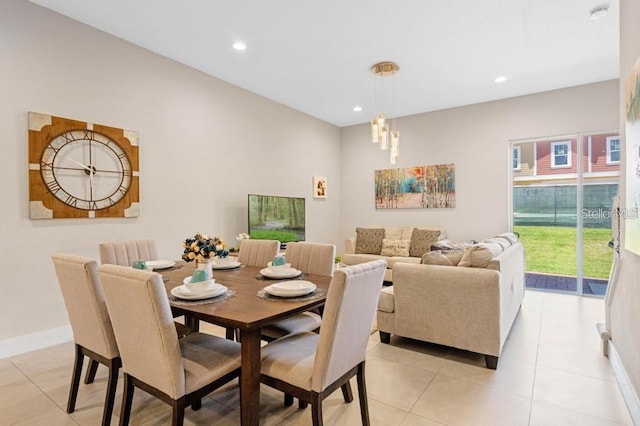 view of tiled dining space