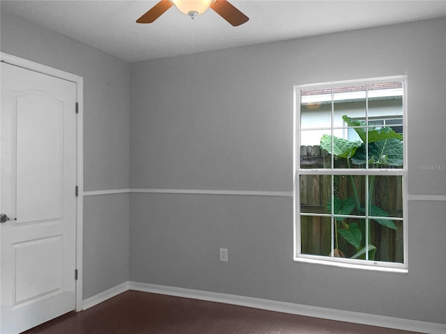 spare room featuring ceiling fan