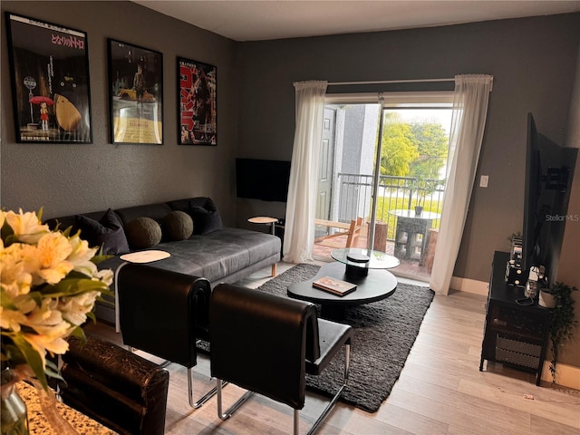 living room featuring light wood-type flooring