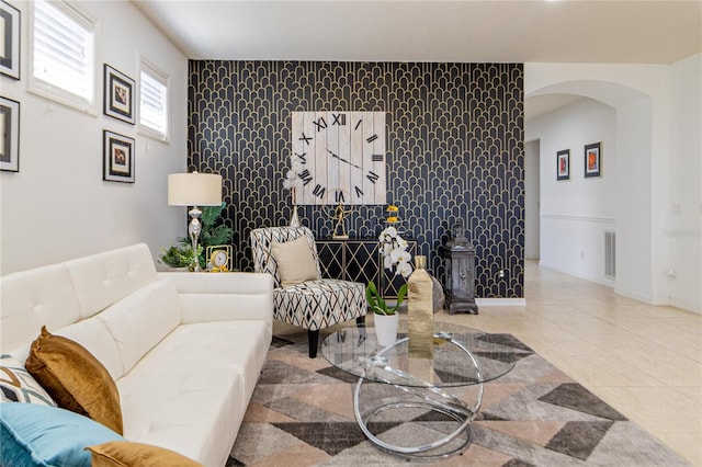 view of tiled living room