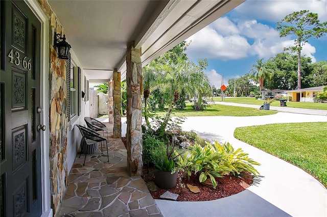 view of patio with covered porch