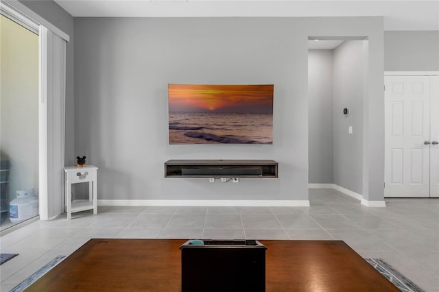 living room featuring light tile patterned floors