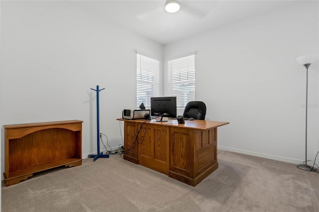 office space featuring light colored carpet