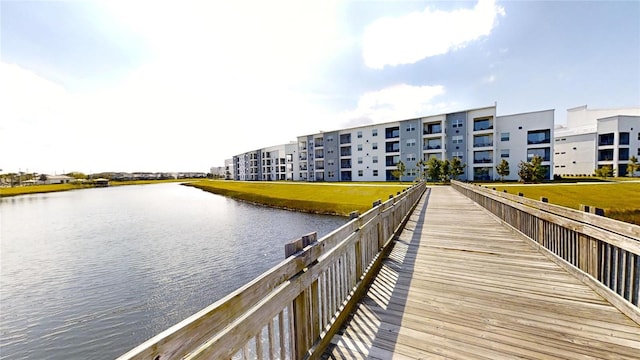 view of dock featuring a water view