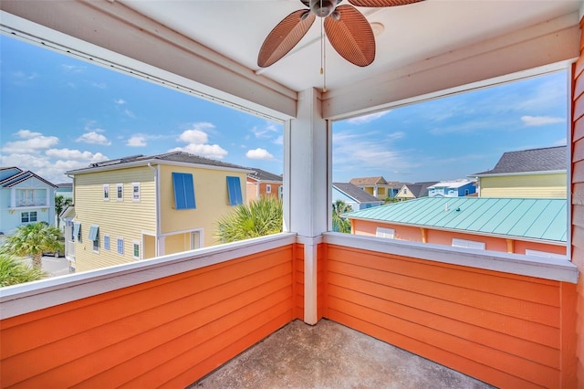 balcony with ceiling fan