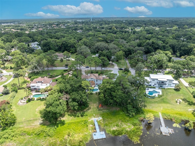 bird's eye view featuring a water view