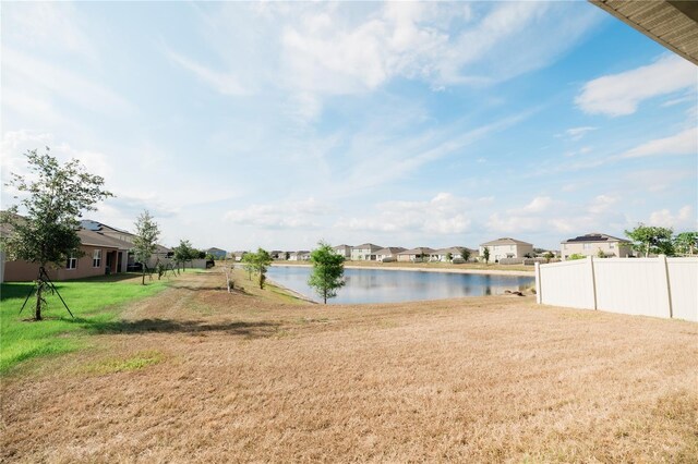 view of yard with a water view