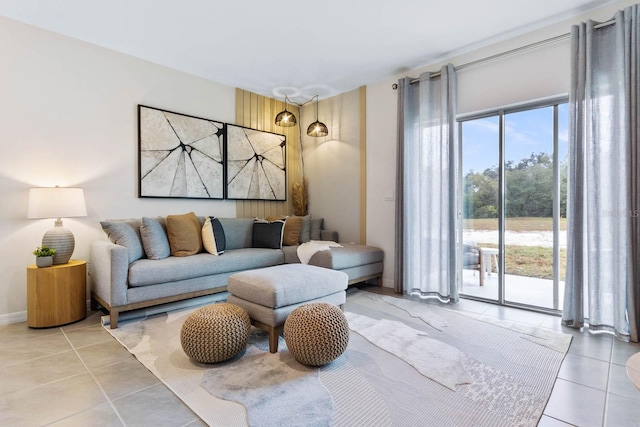 view of tiled living room