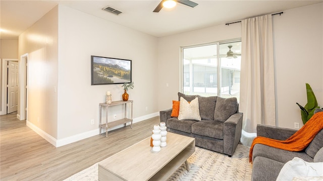 living room featuring light hardwood / wood-style flooring