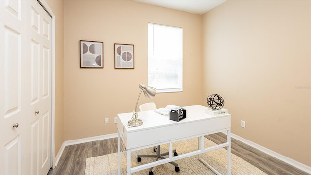 office space featuring hardwood / wood-style floors