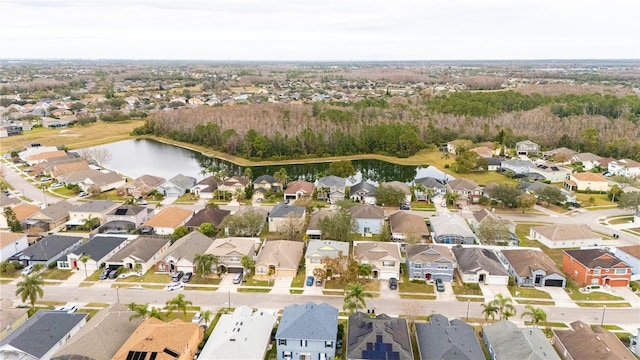 bird's eye view featuring a water view