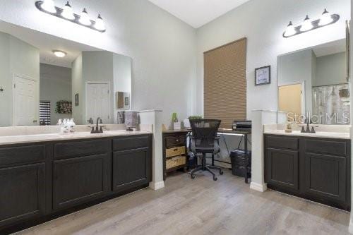 bathroom with sink and hardwood / wood-style floors