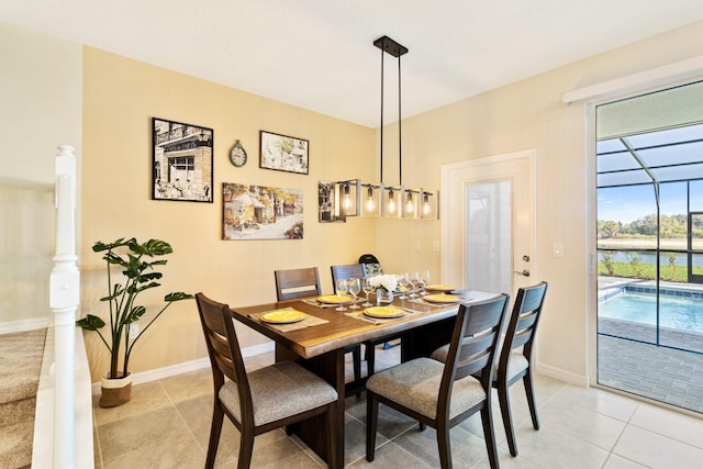 view of tiled dining room