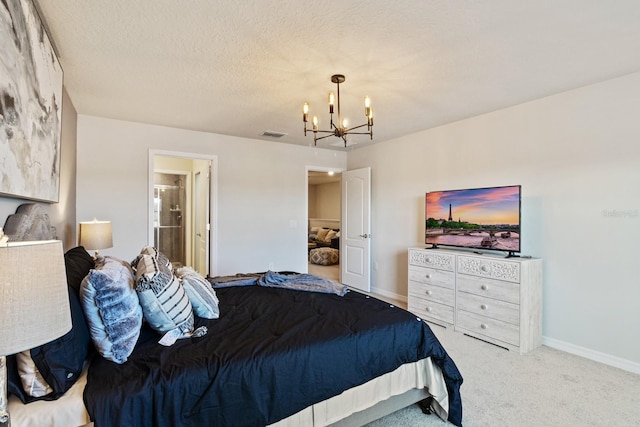 7143 Oakmoss Loop, Davenport, FL 33837 - bedroom featuring a chandelier, carpet, connected bathroom, and baseboards