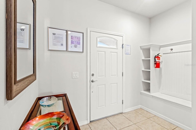 mudroom featuring light tile patterned floors