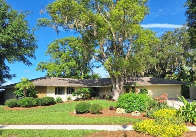 ranch-style house with a front yard