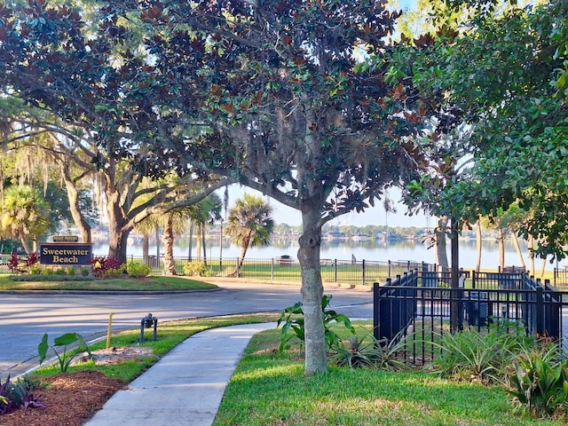 view of property's community featuring a water view