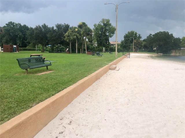 view of home's community with a yard