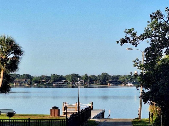 property view of water featuring a dock