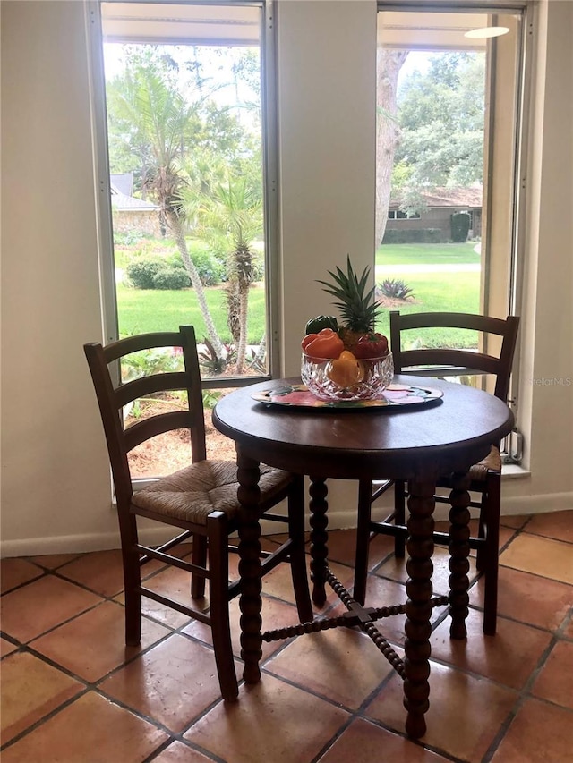 tiled dining area featuring plenty of natural light