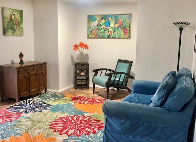 sitting room with light tile patterned flooring