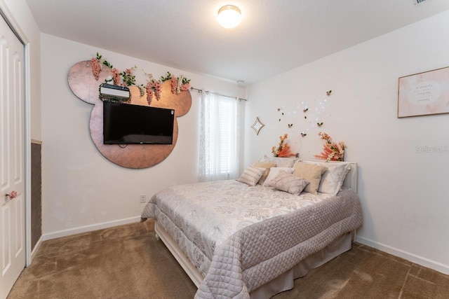 carpeted bedroom featuring a closet