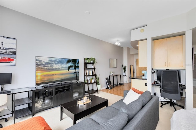 living room with light wood-type flooring