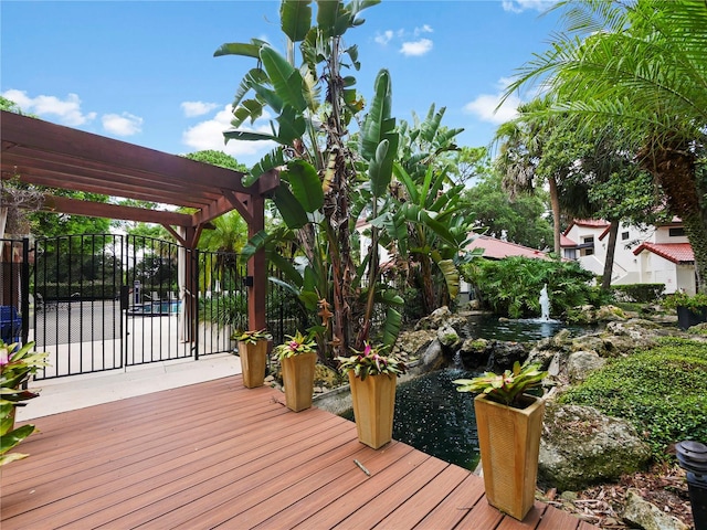 wooden deck with a pergola