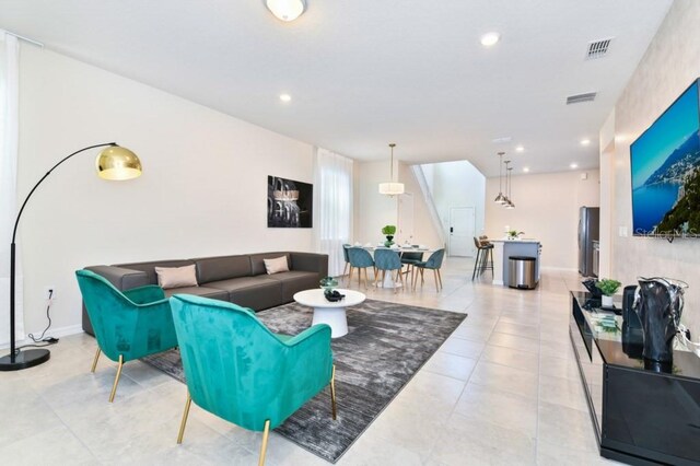 view of tiled living room