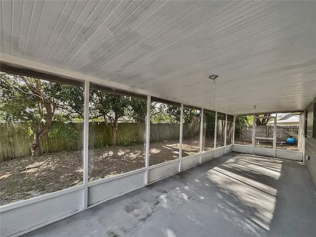 view of unfurnished sunroom