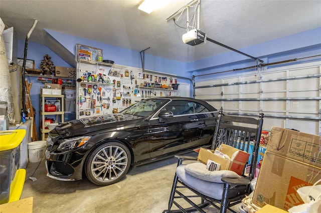 garage with a garage door opener