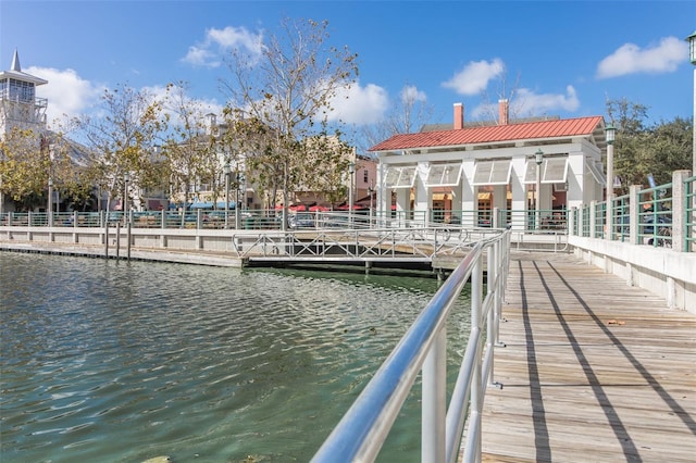 view of dock featuring a water view