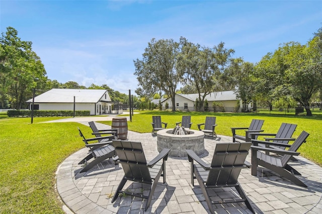 view of patio with an outdoor fire pit