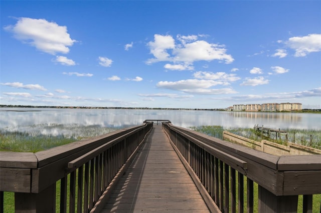 view of community featuring a water view