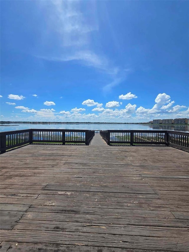 deck with a water view